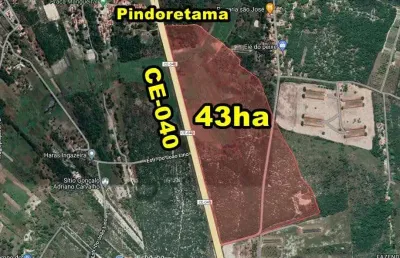 Veras vende tereno 43ha na ce-040 (asfalto) em pindoretama-c