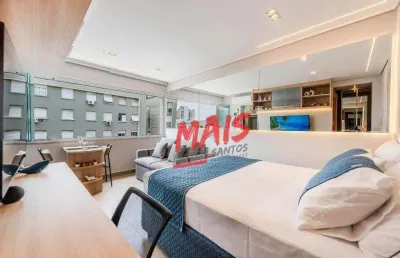 Studio, 22 m² - venda por r$ 700.000,00 ou aluguel por r$ 4.300,00/mês - boqueirão - santos/sp