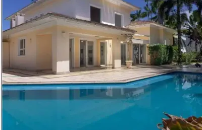 Casa alto padrão de 6 quartos à venda, lazer completo, condomínio hanga roa - jardim vista linda, bertioga/sp