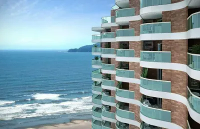 Estanconfor novo tipo flat vista para o mar, área de lazer, portaria vaga