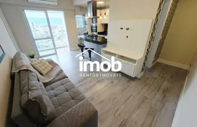 Apartamento de 1 dormitório para alugar próximo à praia, andar alto, lazer, vista livre - boqueirão, santos/sp