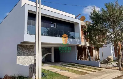 Casa com 3 suítes, sendo 1 master, 5 banheiros, garagem pra 4 carros, à venda no condomínio terras de são francisco, éden, sorocaba/sp