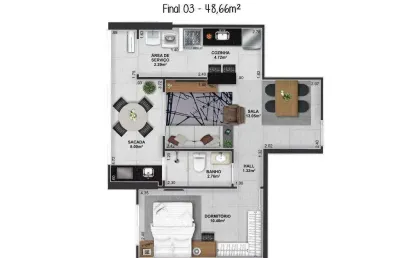 Apartamento com 1 quarto à venda na Rua Oswaldo de Oliveira, Boqueirão, Praia Grande