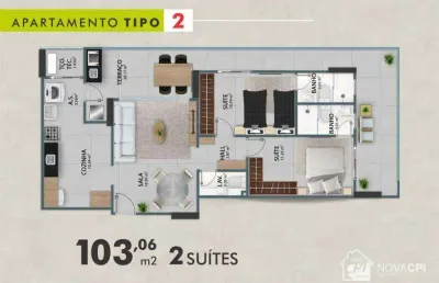 Apartamento com 2 quartos à venda na vila guilhermina praia grande/sp