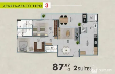 Apartamento com 2 quartos à venda na vila guilhermina praia grande/sp