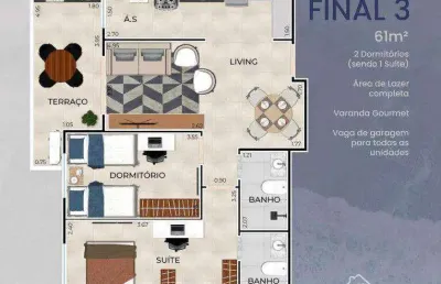 Apartamento com 2 quartos à venda na vila guilhermina praia grande/sp
