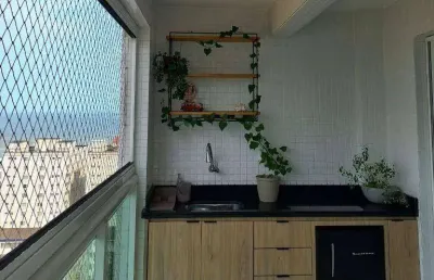Apartamento vista mar com 2 quartos no caiçara - praia grande/sp