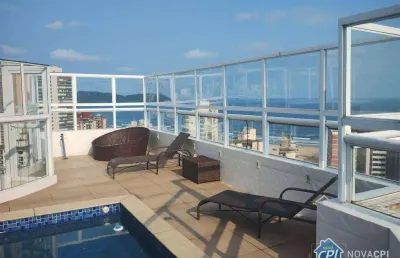 Cobertura vista mar com 4 quartos na guilhermina em praia grande/sp