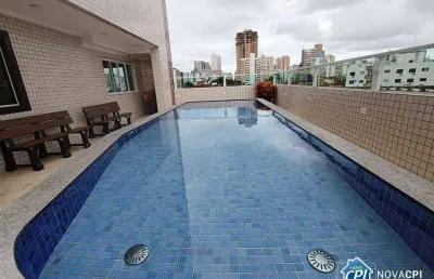 Apartamento vista mar com 2 quartos na vila guilhermina em praia grande/sp