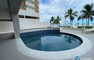 Apartamento frente mar com 1 quarto na vila balneária em praia grande/sp