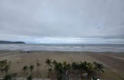 Apartamento vista mar com 2 quartos na vila guilhermina em praia grande/sp