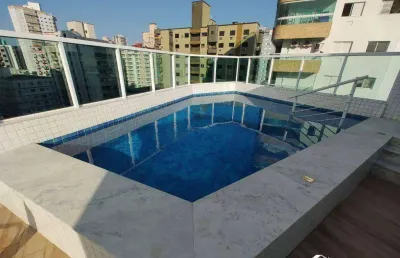 Apartamento mobiliado na guilhermina – 1 quarto, sacada e lazer completo em praia grande