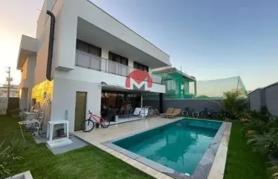 Incrível mansão no alphaville ceará 1 com 336m² sendo 04 suítes e 04 vagas | cidade alpha, eusébio-ce
