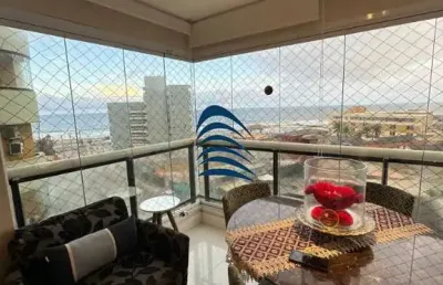 Lindo apartamento em armação  3/4 com suíte - 97m2  2 apartamentos por andar  nascente, vista mar, armários em todos ambientes, varanda integrada com fechamento em reiki, lavabo, roupeiro, wc social e