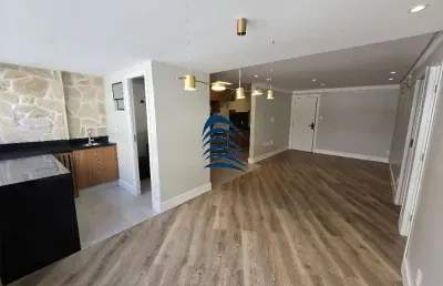 Apartamento 2 suítes alphaville i, nascente, andar intermediário, 68m2, com 2 banheiros, reformado, lavabo, varanda integrada, 2 vagas de garagem.  pi