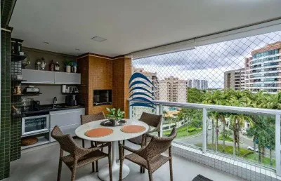 Forest ville - alphaville i, apartamento com 3 suítes, sendo a master com closet, sala ampla, lavabo, varanda gourmet com churrasqueira a carvão.