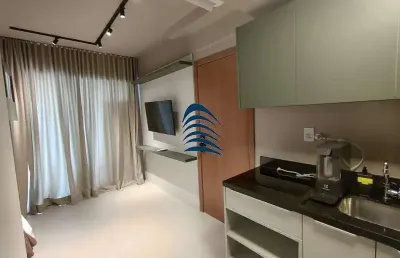 Studio no edifício barra premium, 25m², finamente decorado, armários, mobiliado, climatizado, porteira fechada.