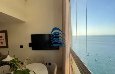 Apartamento a venda no victoria loft totalmente reformado, mobiliado , loft duplex com 1 quarto com closet, 65 m2, banheiro, lavabo, vista mar