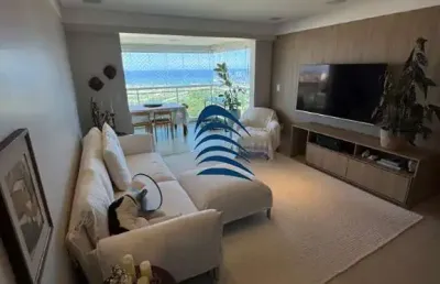 Apartamento no art residenc com varanda ampla, vista mar definitiva, projeto de iluminação, teto rebaixado, 144m , 04 quartos, 03 suítes