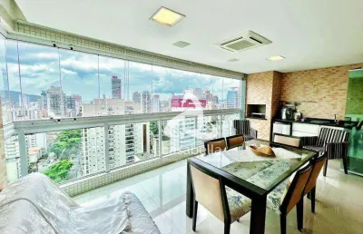 Apartamento com 3 dormitórios para alugar, 178 m² por r$ 22.000,02/mês - gonzaga - santos/sp