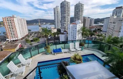 Cobertura com 4 dormitórios à venda, 493 m² por r$ 3.250.000,00 - ponta da praia - santos/sp