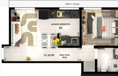 Apartamento com 1 dormitório à venda, 33 m² por r$ 239.000,00 - jardim líbano - são paulo/sp