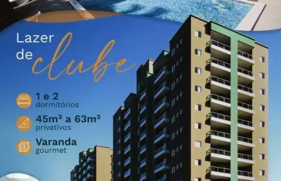 Apartamento com lazer de clube! 1 e 2 dorms - 45m² a 63m² centro- itanhaém