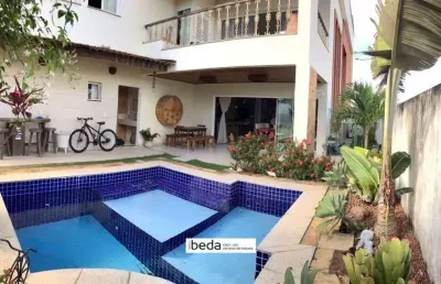 Casa alphaville natal, sala ampla, 5 suítes, piscina, área gourmet, 4 vgs, 410m2