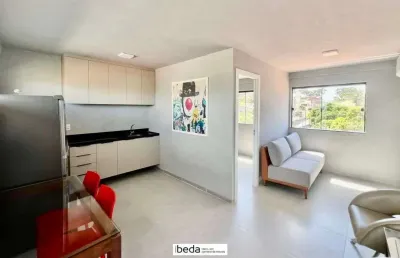 Ibeda - flat residencial a venda em ponta negra - mobiliado. suíte, cozinha, 1vg