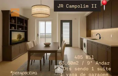 Condomínio jr campolim ii - apartamento com 2 dormitórios à venda, 63 m² por r$ 485.000 - jardim são carlos - sorocaba/sp
