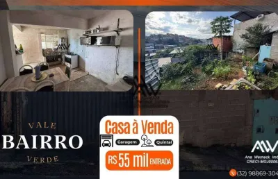 Casa com 2 dormitórios à venda, 80 m² por r$ 55.000 entrada + parcelas - vale verde - juiz de fora/mg