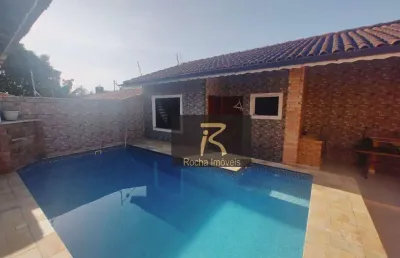 Casa com piscina  com 3 dormitórios à venda por r$ 570.000 - balneário três marias - peruíbe/sp