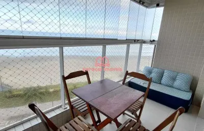 Apartamento no bairro caiçara para alugar frente mar, 1 suíte, lazer, mobiliado.
