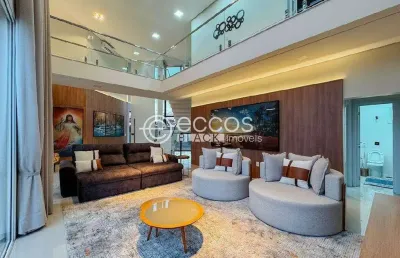 Casa em condomínio à venda, 4 quartos, 4 suítes, 8 vagas, novo mundo - uberlândia/mg