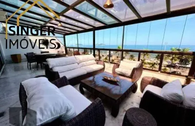 Espetacular aptº cobertura duplex frotal mar, 5 suítes, 5 vagas, 729 m², varandão, lazer completo com piscina, portaria 24 horas > barra da tijuca/rj