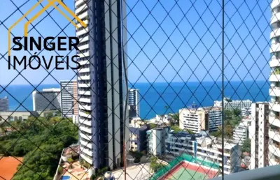 Aptº luxo em ondina, 3 quartos (3 suítes) + gabinete, andar alto, vista mar, 5 banheiros, 3 vagas de garagem, 192 m², infraestrutura completa