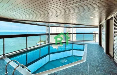 Apartamento frente mar, 4 dormitórios (4 suítes), 3 vagas, lazer, praia das astúrias, guarujá/sp