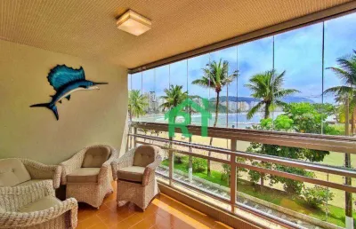 Apartamento frente mar, 3 dormitórios (2 suítes), 1 vaga, área de lazer, jardim astúrias, guarujá/sp