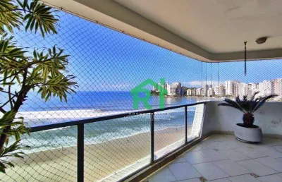 Apartamento frente mar, 3 dormitórios (2 suítes), 2 vagas, área de lazer, jardim astúrias, guarujá/sp
