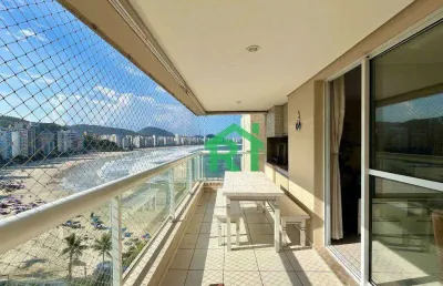Apartamento frente mar com 3 dormitórios (1 suíte), 2 vagas, lazer, jardim astúrias, guarujá/sp
