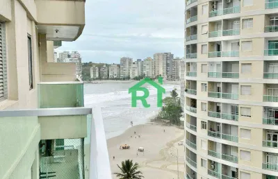 Apartamento beira mar, vista mar, 2 dormitórios (1 suíte), 1 vaga, pitangueiras, guarujá/sp.
