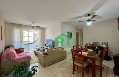 Apartamento com sacada, 3 dormitórios (1 suíte), 1 vaga, área de lazer, jardim astúrias, guarujá/sp