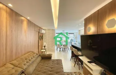 Apartamento reformado, 2 dormitórios (1 suíte), 2 vagas, área de lazer, pitangueiras, guarujá/sp