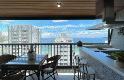 Apartamento à beira mar com 3 quartos (1 suíte), 2 vagas e lazer à venda em pitangueiras, guarujá | rocha imóveis guarujá