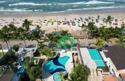 Apartamento pé na areia com 3 suítes, 2 vagas, área de lazer, tombo - guarujá/sp