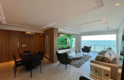 Apartamento frente mar, 2 dormitórios (2 suítes), 2 vagas, área de lazer, jardim astúrias, guarujá/sp