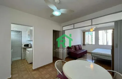 Apartamento beira mar, 1 dormitório, 1 vaga, pitangueiras, guarujá/sp