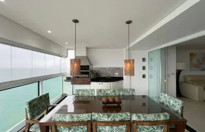 Apartamento frente mar, 3 dormitórios (3 suítes), área de lazer, pitangueiras, guarujá/sp