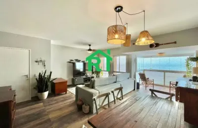 Apartamento reformado 3 dormitórios, frente mar, praia das pitangueiras, guarujá/sp