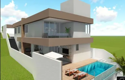 Casa em construção, 5 quartos e escritório em condomínio fechado